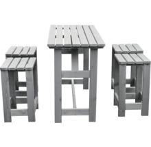 Barset Promadino 4 -Sitzer, Tisch, 4 Hocker Holz grau