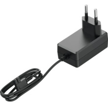 Schwarzes Netzteil mit Stecker und Kabel