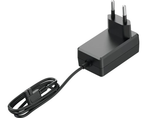 Schwarzes Netzteil mit Stecker und Kabel
