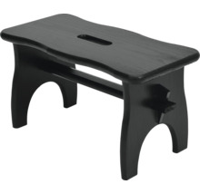 Schwarzer Tritthocker aus Holz mit Tragegriff