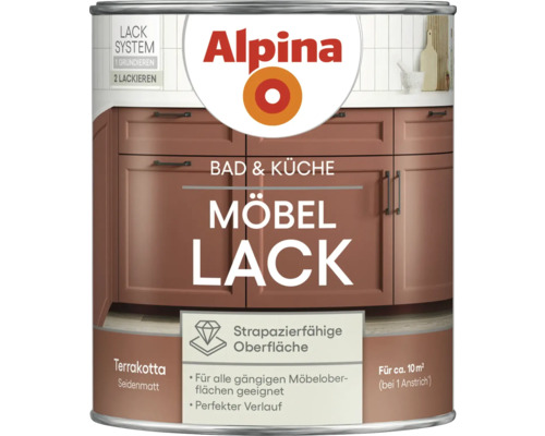 Alpina Bad und Küche Möbellack Terrakotta 750 ml Alpina Möbel Lack Terrakotta seidenmatt Dose