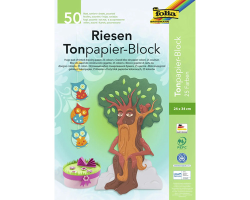 Riesentonpapierblock mit 50 Blatt in 25 Farben