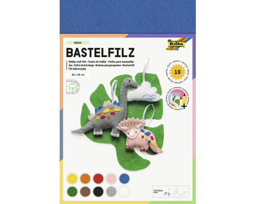 Bastelfilz Set mit Dinosaurier Motiven, 20x30 cm