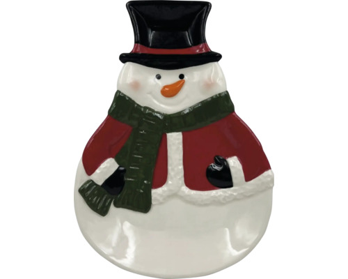 Schneemannfigur mit Hut und Schal als Weihnachtsdekoration
