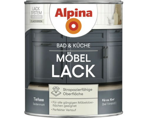 Alpina Bad und Küche Möbellack Tiefsee 750 ml Alpina Möbel Lack Tiefsee seidenmatt Dose