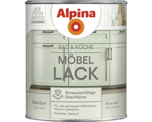 Alpina Bad und Küche Möbellack Silberfarn 750 ml Alpina Möbel Lack Silberfarn seidenmatt Dose