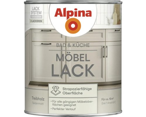 Alpina Bad und Küche Möbellack Treibholz 750 ml Alpina Möbel Lack Treibholz seidenmatt Farbdose