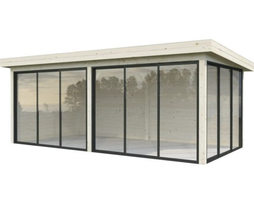 Holzgartenhaus mit Glasfront
