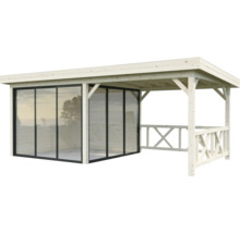 Gartenpavillon aus Holz mit Glasschiebetüren