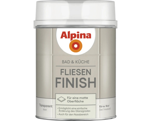Alpina Bad und Küche Fliesenfinish Matt 750 ml Alpina Fliesen Finish für Bad und Küche mit matter Oberfläche in transparenter Dose