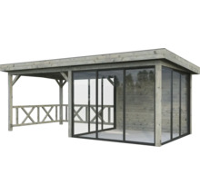 Holz Gartenpavillon mit Glasschiebetüren
