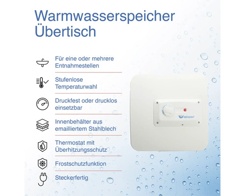 Warmwasserspeicher Übertisch mit verschiedenen Funktionen