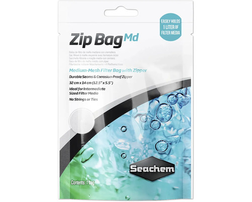 Seachem Zip Bag Md Filterbeutel mit Reißverschluss, 32 x 14 cm