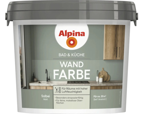 Alpina Bad und Küche Wandfarbe Salbei 2,5 L Eimer Alpina Bad und Küche Wandfarbe Salbei