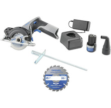 Dremel Akku-Kreissäge mit Zubehör wie Akku, Ladegerät, Sägeblatt und Führung