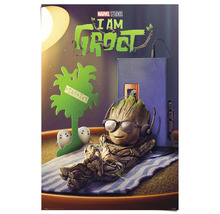 I am Groot Poster mit Groot der Kopfhörer und eine Brille trägt
