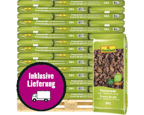Pinien-Rindenmulch FloraSelf 20-40 mm grob 45x50 L (= 2,25 m³) Palette inkl. Lieferung