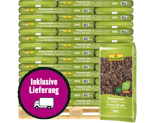 Pinien-Rindenmulch fein 7-15 mm FloraSelf 45x50 L (= 2,25 m³) Palette inkl. Lieferung