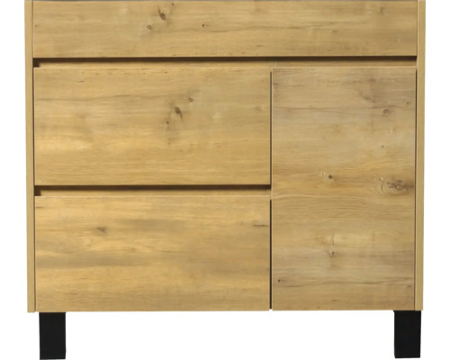 Waschtischunterschrank aus Holz mit Schubladen und Tür