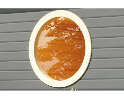 Fensterelement Karibu rund Klarglas 840 x 840 für 38 mm Wandstärke elfenbeinweiß Rundes Fenster aus Holz