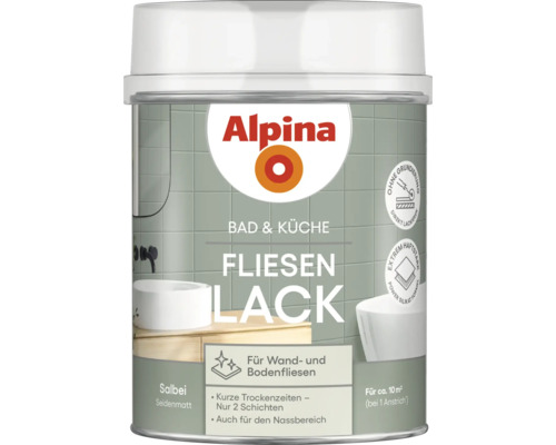 Alpina Bad und Küche Fliesenlack Salbei 750 ml Alpina Fliesenlack für Bad und Küche, seidenmatt