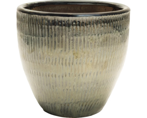 Dekorativer Pflanztopf mit vertikalem Rillenmuster.