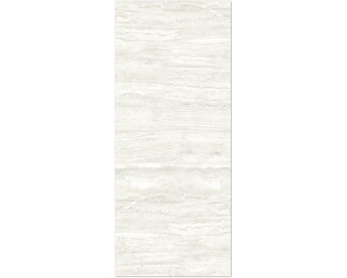 Kunststoffpaneel Element 3D Optik Romano Bianco Brilliant Nullfuge 2600 x 375 x 8 mm Helle Steinzeugfliese mit Steinoptik