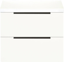 Weißer Unterschrank mit zwei Schubladen und Griffen