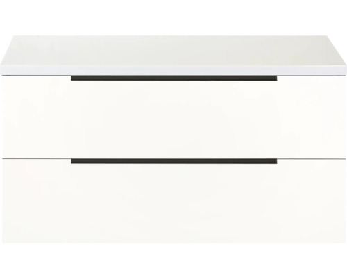 Weißer Waschbeckenunterschrank mit zwei Schubladen