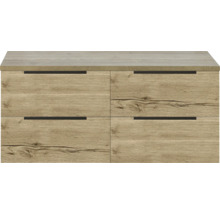 Holzkommode mit vier Schubladen und Griffen