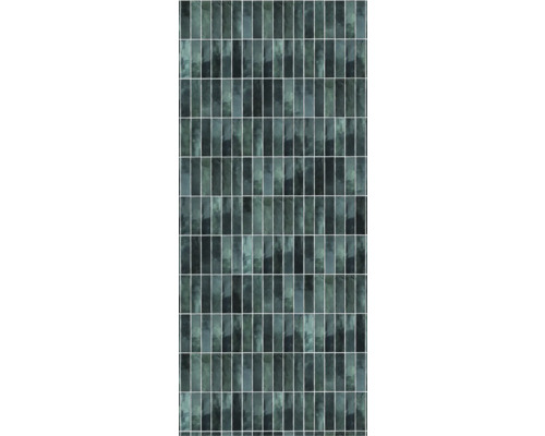 Kunststoffpaneel Element 3D Optik Vertical Tiles Lagoon Brilliant Nullfuge 2600 x 375 x 8 mm Rechteckige Mosaikfliesen aus Glas