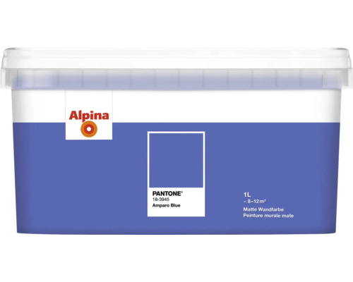 Alpina Wandfarbe Pantone 18-3945 amparo blue 1l Eimer mit matter Alpina Wandfarbe Amparo Blue, 1 Liter