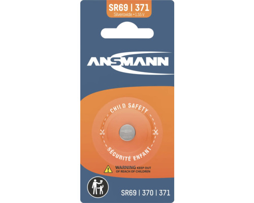 Ansmann Silberoxid Knopfzelle SR69 oder 371, 1,55 Volt
