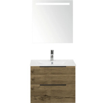 Waschtischkombination mit Spiegel und Unterschrank aus Holz