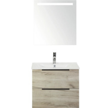 Waschtisch mit Spiegel und zwei Schubladen im Holzdesign