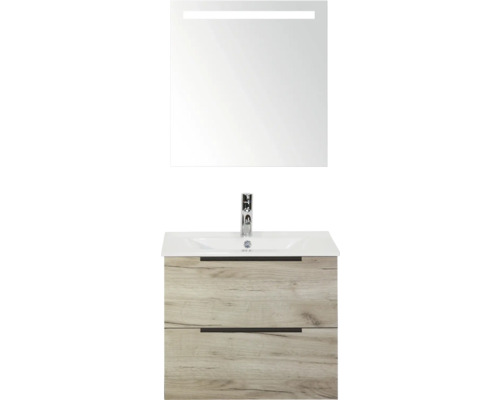 Waschtisch mit Spiegel und zwei Schubladen im Holzdesign