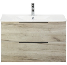 Waschtischunterschrank mit zwei Schubladen und Aufsatzwaschbecken