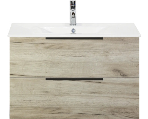 Waschtischunterschrank mit zwei Schubladen und Aufsatzwaschbecken