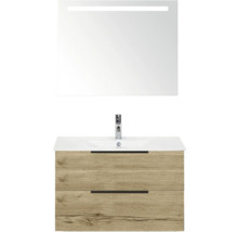 Waschtischunterschrank mit Waschbecken und Spiegel mit Beleuchtung