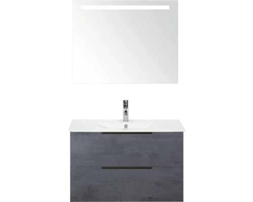 Waschtisch mit Unterschrank, Spiegel und Beleuchtung für das Badezimmer