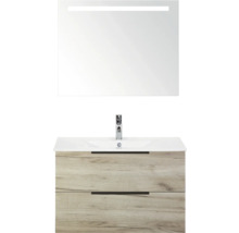 Waschtischkombination mit Spiegel und Unterschrank im Holzdesign