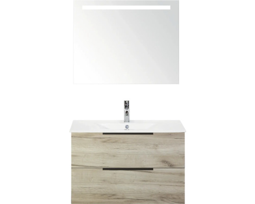 Waschtischkombination mit Spiegel und Unterschrank im Holzdesign