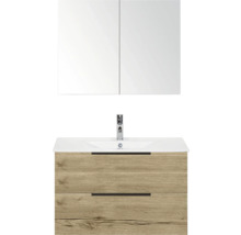 Waschtischkombination mit Spiegelschrank, Waschbecken, Armatur und Unterschrank