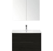 Badezimmerwaschtisch mit Unterschrank und Spiegelschrank