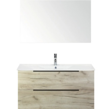 Waschtisch mit Unterschrank, Keramikwaschbecken und Spiegel