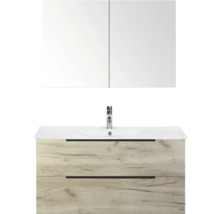 Badezimmermöbel Set mit Spiegelschrank, Waschbecken und Unterschrank