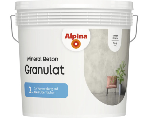 Eimer mit Alpina Mineral Beton Granulat Fassadenfarbe