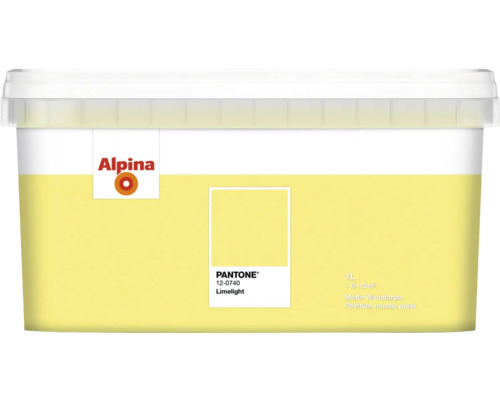 Alpina Wandfarbe Pantone 12-0740 limelight 1l Alpina Wandfarbe Limelight, ein Liter, matte Oberfläche