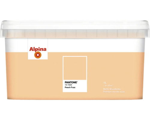 Alpina Wandfarbe Pantone 13-1023 peach fuzz 1l Alpina matte Innenfarbe, Farbton Peach Fuzz, 1 Liter
