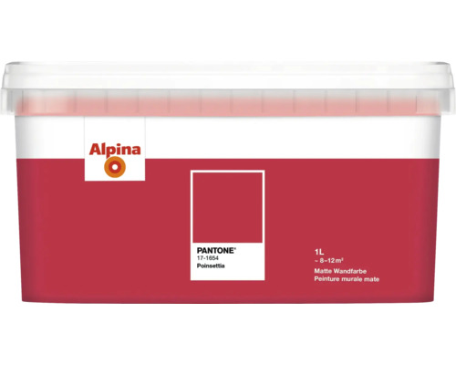Alpina Wandfarbe Pantone 17-1654 poinsettia 1l Alpina matte Innenfarbe, 1 Liter, Farbton Poinsettia